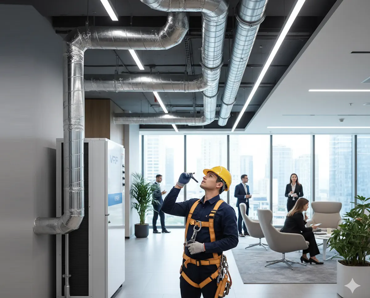 Ar Condicionado Split Hi-Wall: O Guia Completo e Definitivo para Escolher, Instalar e Economizar Energia 12 Instalação de Central de Ar-Condicionado O Guia Completo e Definitivo para Climatizar Grandes Ambientes!